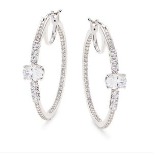 ADRIANA ORSINI Nolita Rhodium Plated & Cubic Zirconia Hoop Earrings